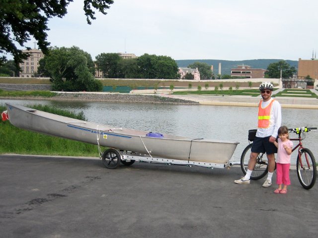 carrying a canoe on a 96A bicycle trailer