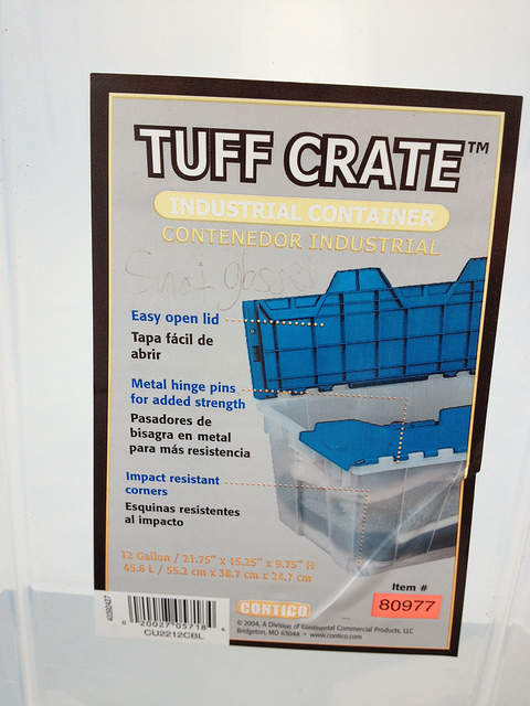 12 gallon Tuff Crate container label