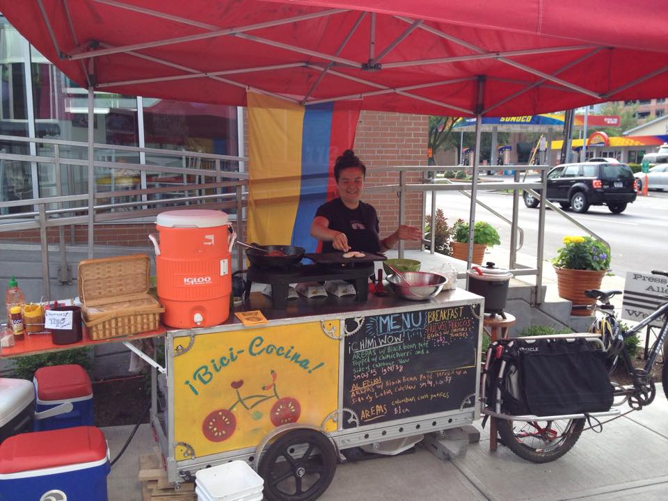 Bici-Cocina set up for serving customers