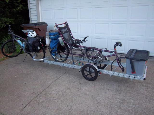 Carrying a Ryan recumbent on Tom's 96A bicycle trailer